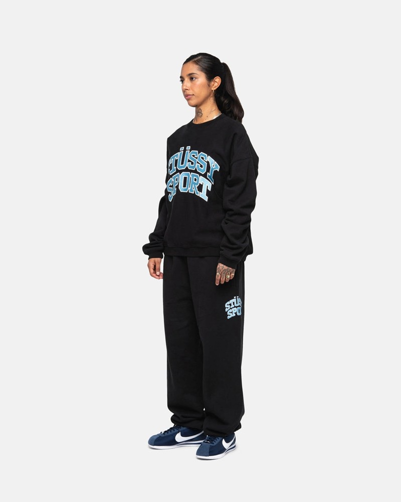 Moletom Stussy SPORT RELAXED OVERSIZED CREW Pretas | 83126-SJQV