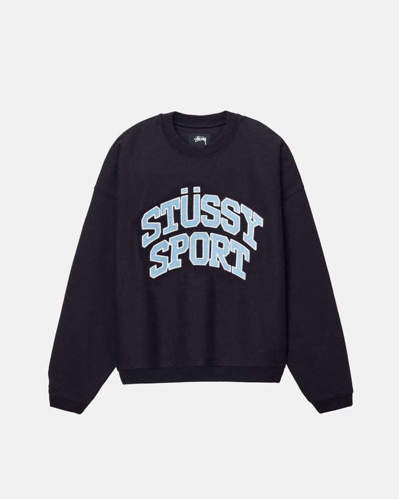 Moletom Stussy SPORT RELAXED OVERSIZED CREW Pretas | 83126-SJQV