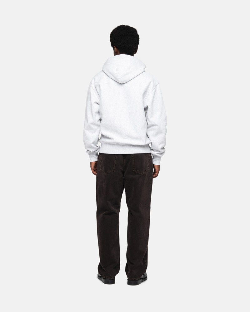 Moletom Stussy STOCK LOGO APPLIQUE HOODIE Cinzentas Branco | 95783-NEJI