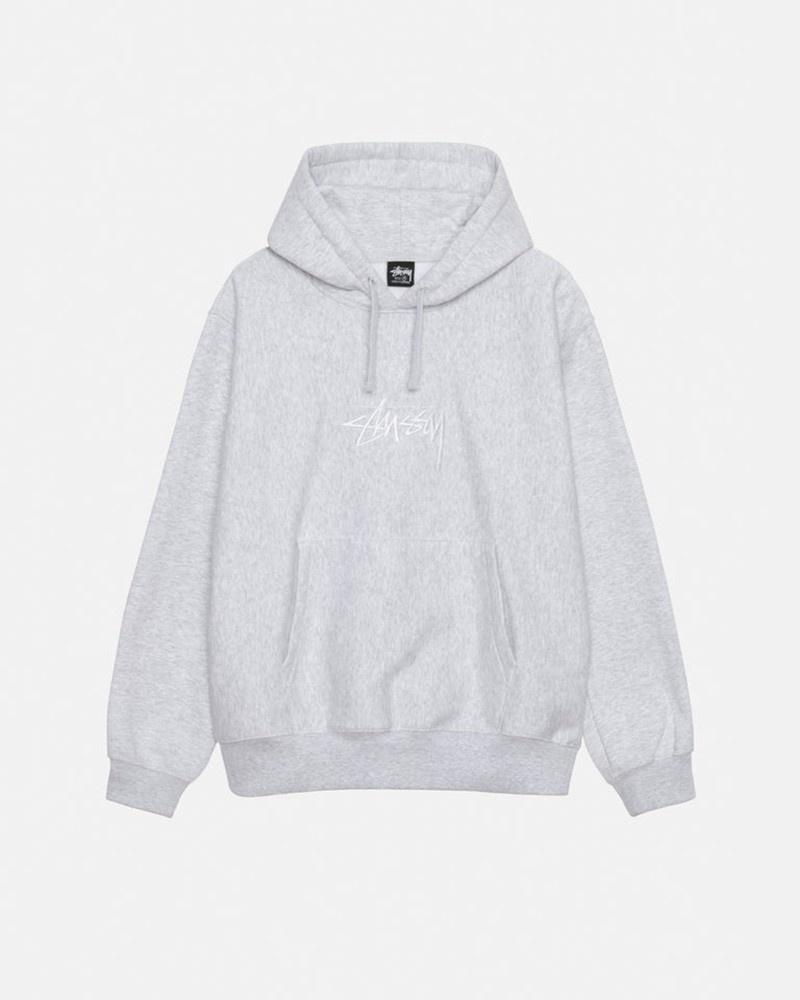 Moletom Stussy STOCK LOGO APPLIQUE HOODIE Cinzentas Branco | 95783-NEJI