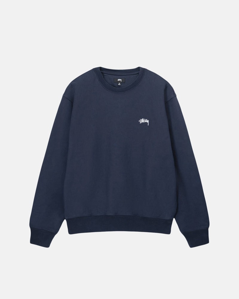 Moletom Stussy STOCK LOGO CREW Azul Marinho | 21084-PRGD