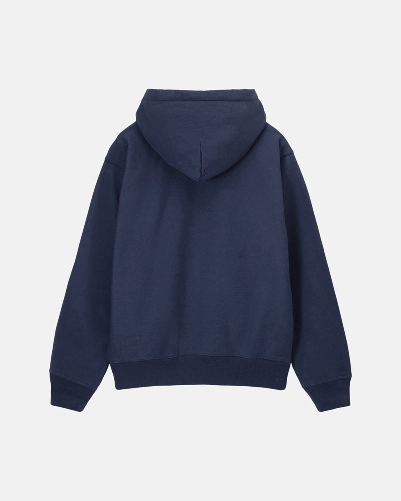 Moletom Stussy STOCK LOGO ZIP HOODIE Azul Marinho | 56148-LPQW