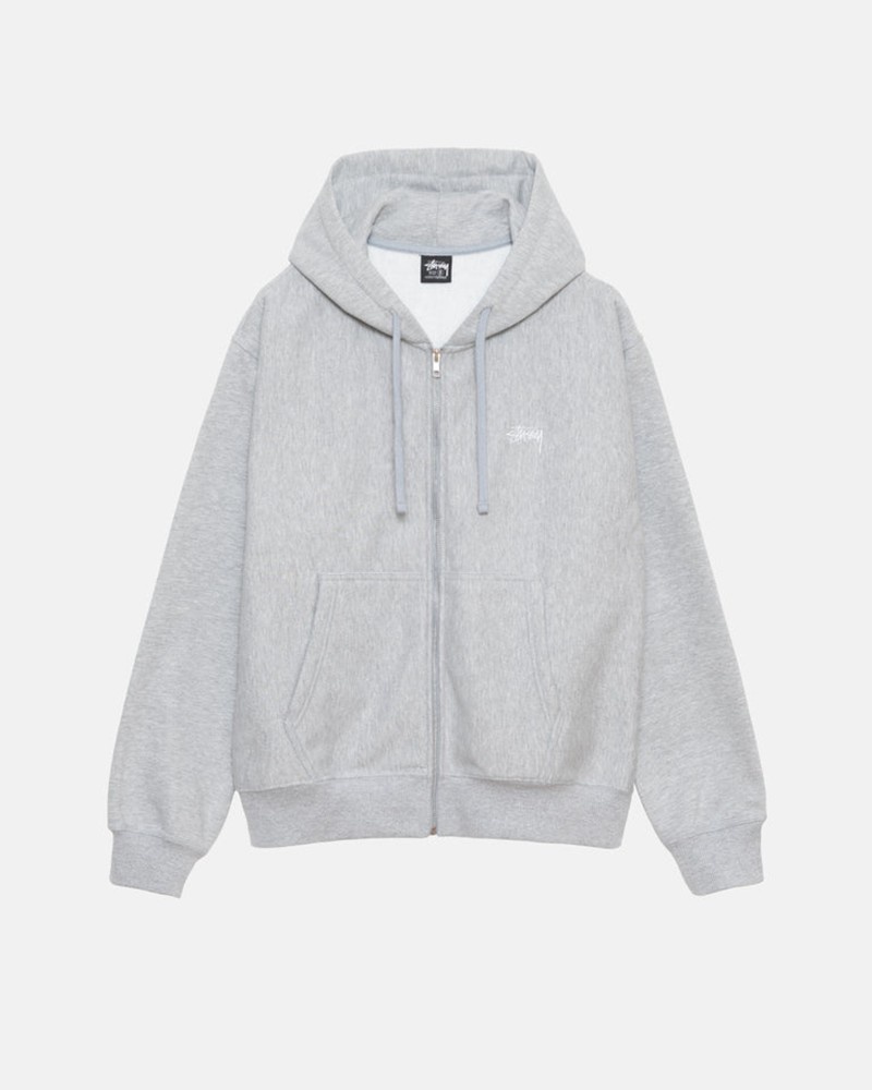 Moletom Stussy STOCK LOGO ZIP HOODIE Cinzentas | 40837-ZQGX