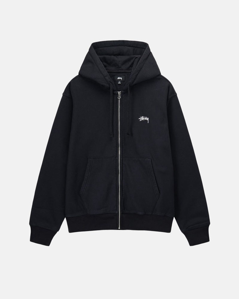 Moletom Stussy STOCK LOGO ZIP HOODIE Pretas | 86205-RJME