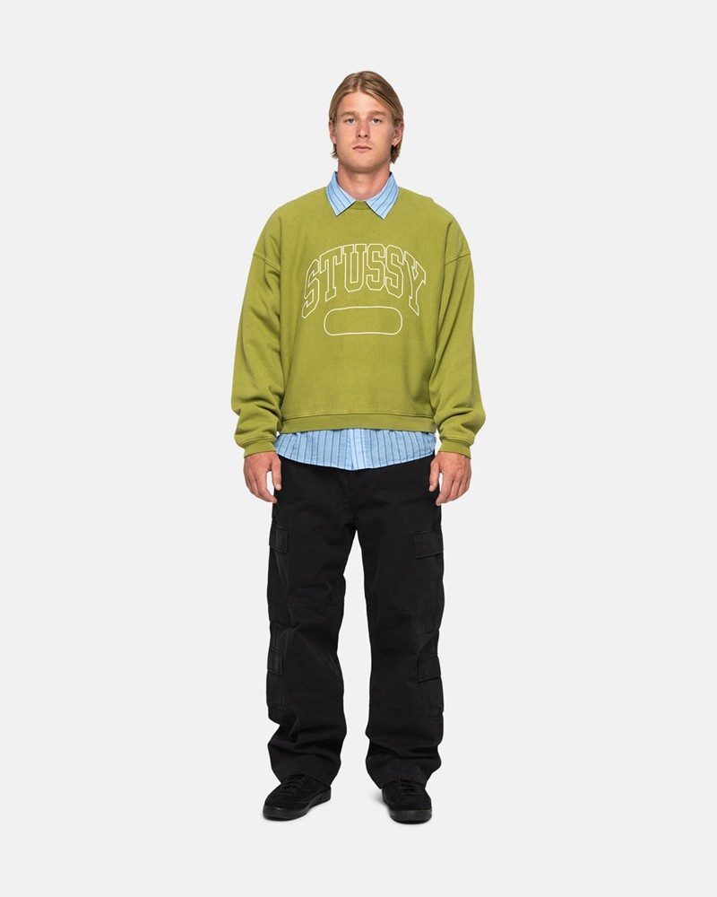 Moletom Stussy VARSITY OVERSIZED CREW Verdes | 65082-CMHP