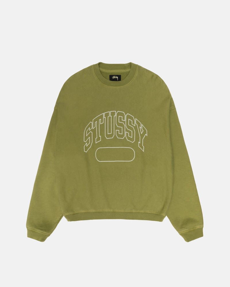 Moletom Stussy VARSITY OVERSIZED CREW Verdes | 65082-CMHP