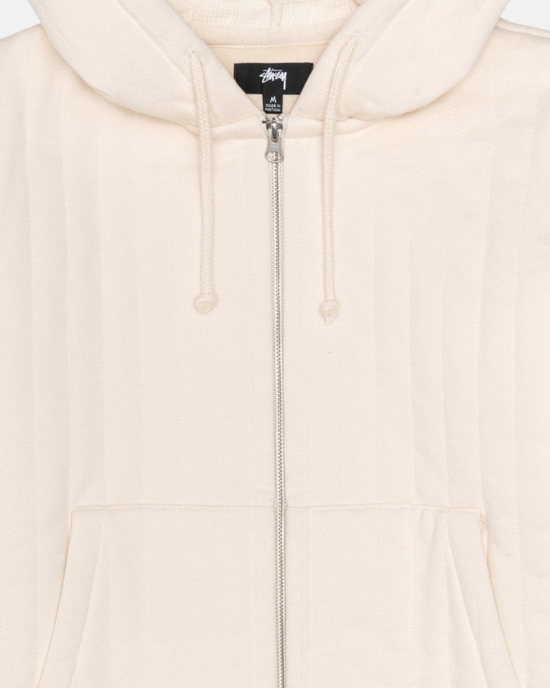 Moletom Stussy VERTICAL QUILTED ZIP HOODIE Branco | 60917-WFSE