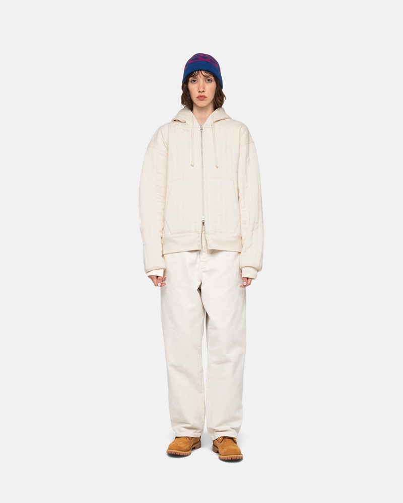 Moletom Stussy VERTICAL QUILTED ZIP HOODIE Branco | 60917-WFSE