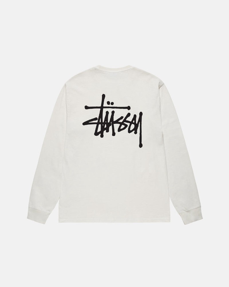 Tops Stussy BASIC LS PIGMENT DYED Bege | 65879-MNRQ