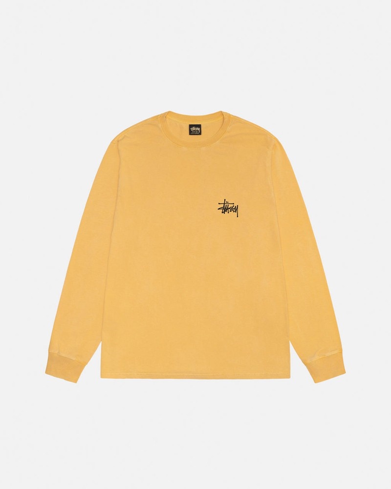 Tops Stussy BASIC LS PIGMENT DYED Laranja | 01432-ZJVS