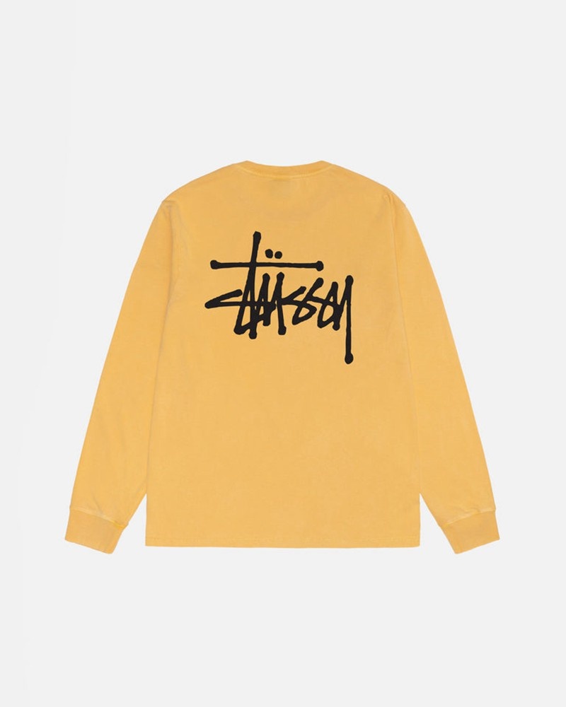 Tops Stussy BASIC LS PIGMENT DYED Laranja | 01432-ZJVS