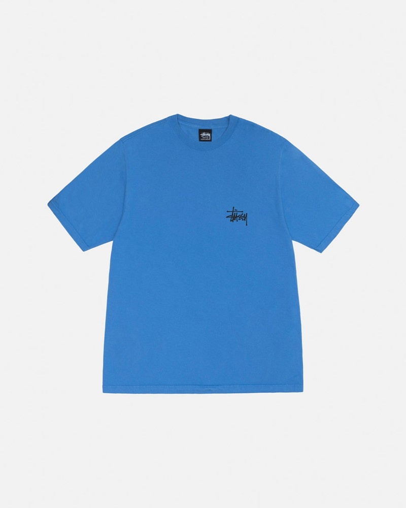 Tops Stussy BASIC PIGMENT DYED Azuis | 02895-JRSE