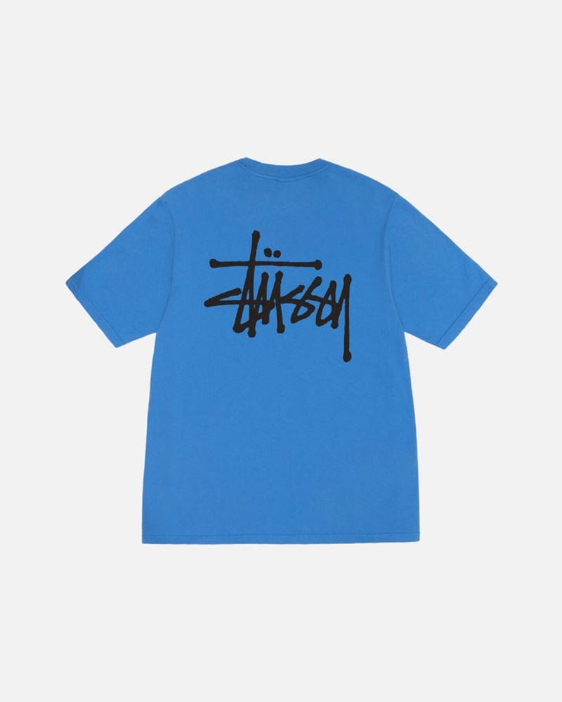 Tops Stussy BASIC PIGMENT DYED Azuis | 02895-JRSE