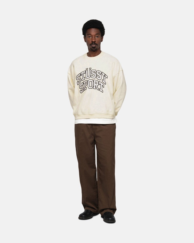 Tops Stussy SPORT RELAXED OVERSIZED CREW Branco | 06178-OBFD