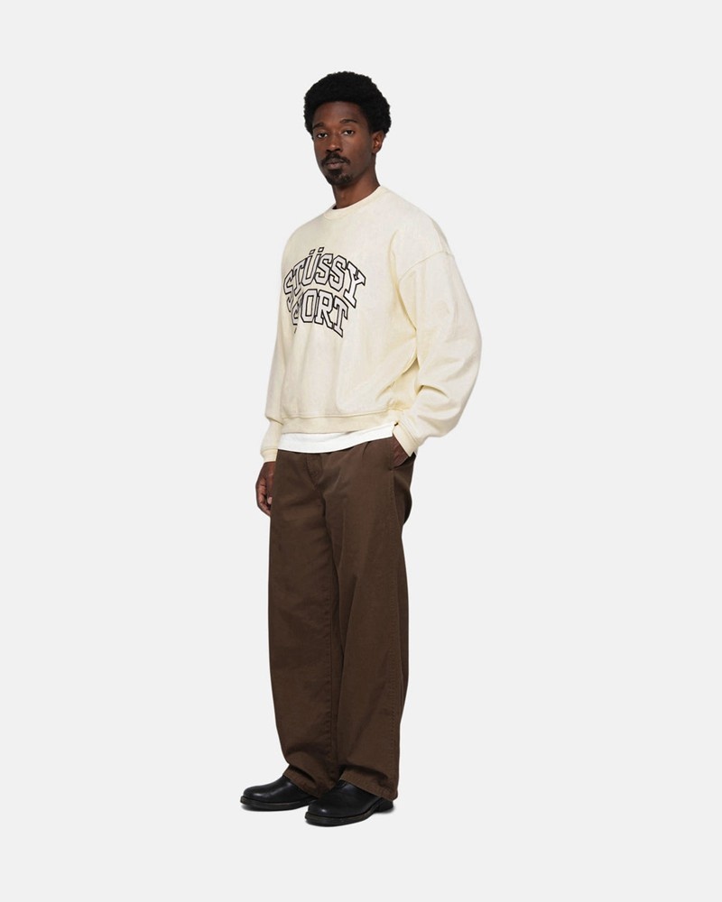 Tops Stussy SPORT RELAXED OVERSIZED CREW Branco | 06178-OBFD