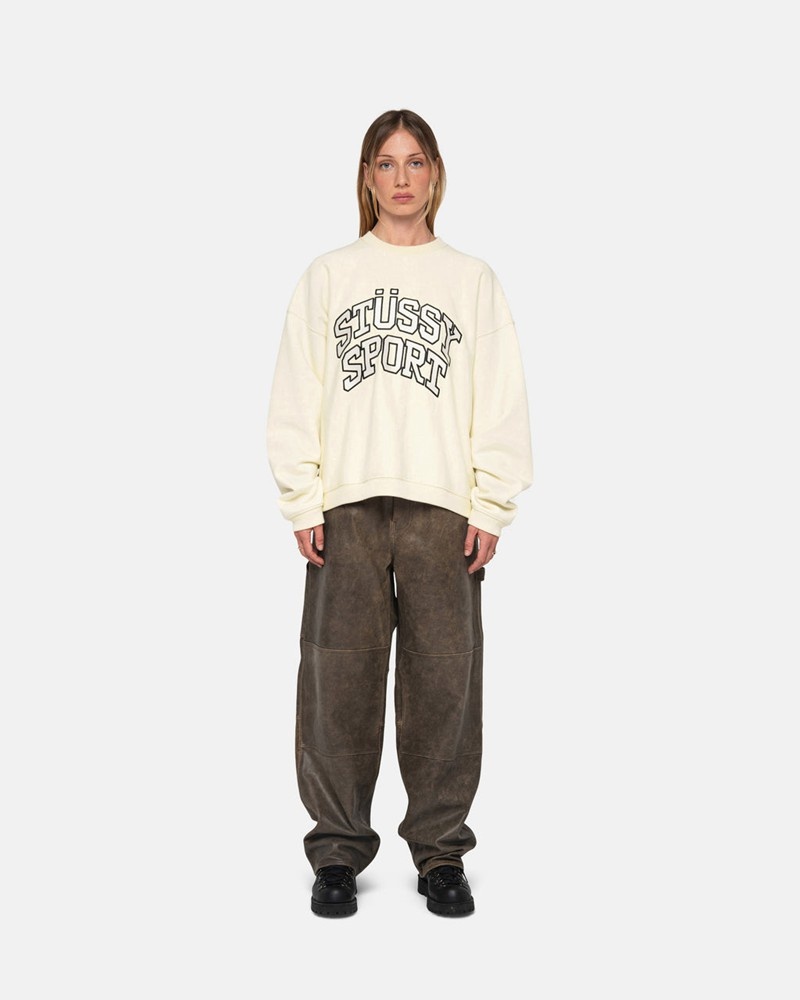 Tops Stussy SPORT RELAXED OVERSIZED CREW Branco | 06178-OBFD