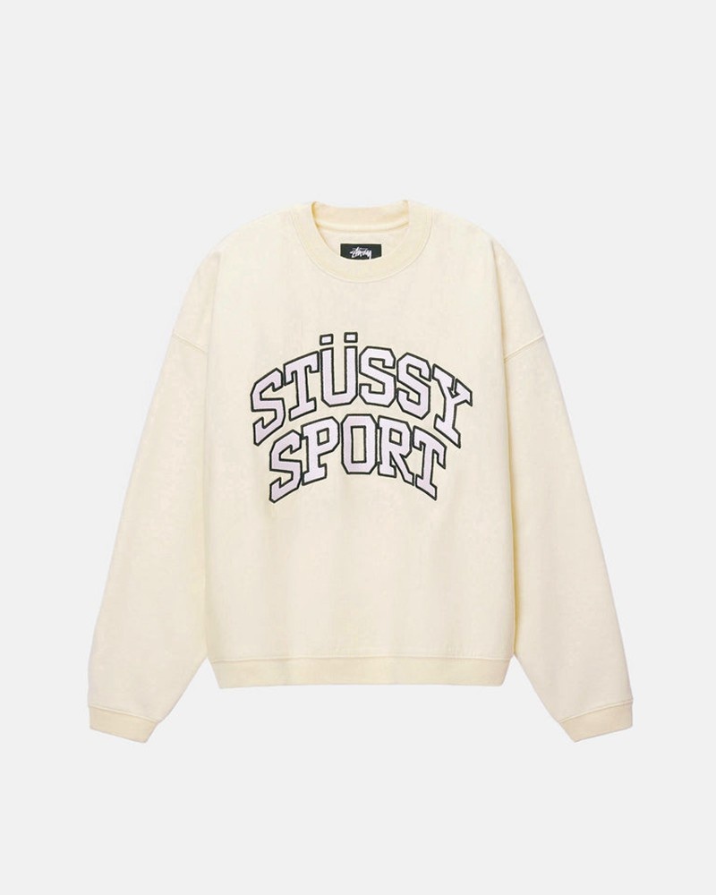 Tops Stussy SPORT RELAXED OVERSIZED CREW Branco | 06178-OBFD