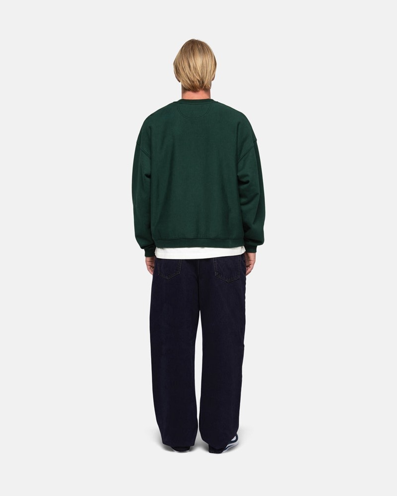 Tops Stussy SPORT RELAXED OVERSIZED CREW Verdes Escuro | 86193-JSNH