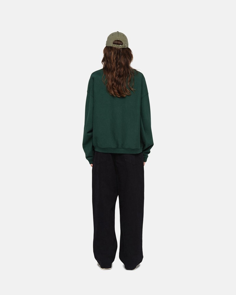 Tops Stussy SPORT RELAXED OVERSIZED CREW Verdes Escuro | 86193-JSNH